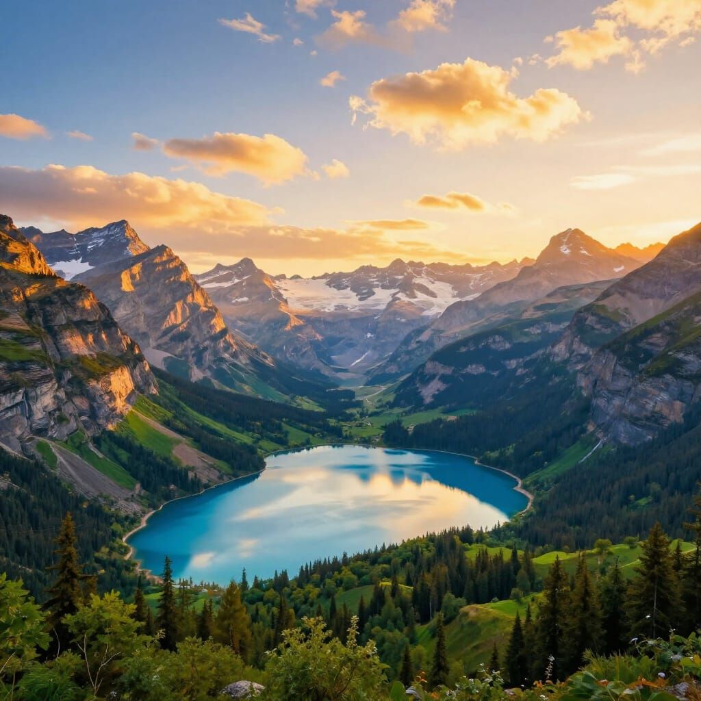Majestic Mountain Landscape in Golden Hour Light