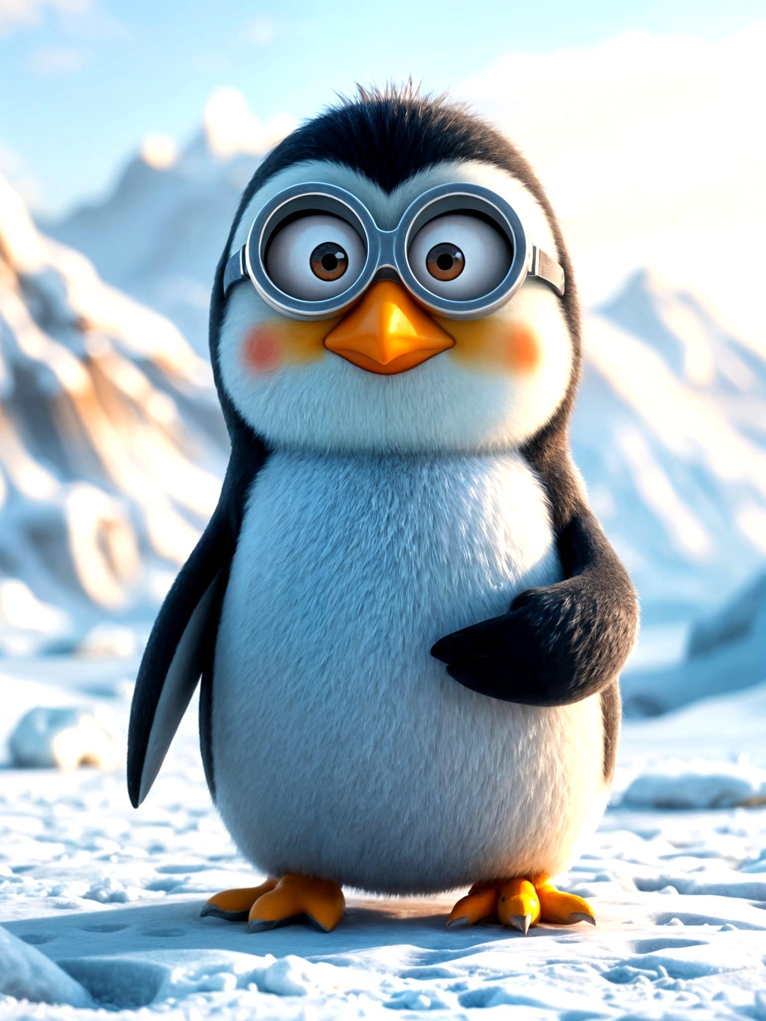 Surreal Penguin in a Frozen Cyberpunk Landscape