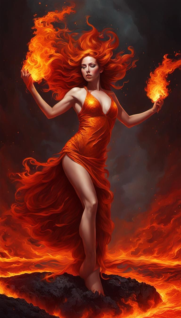 Woman of Fire and Flames
