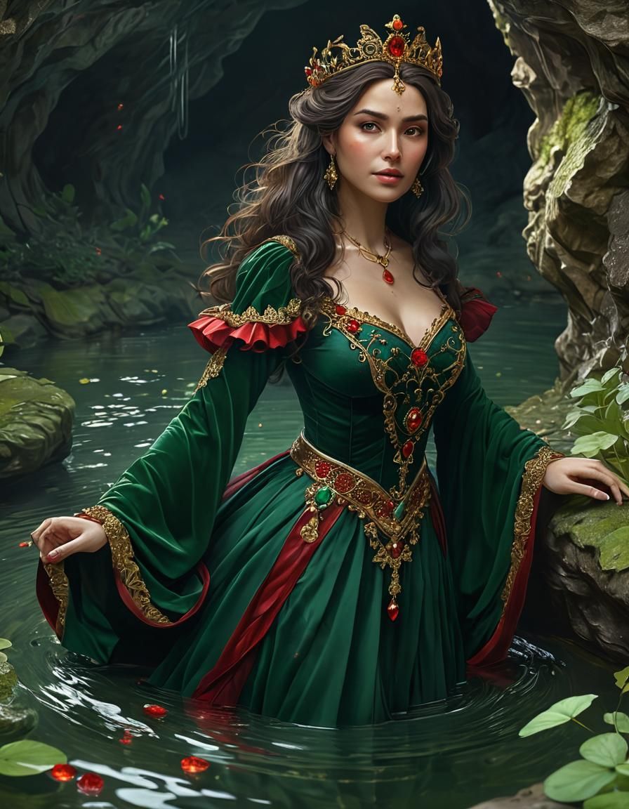 Aristocratic Medicine Woman Emerges from Emerald Pond