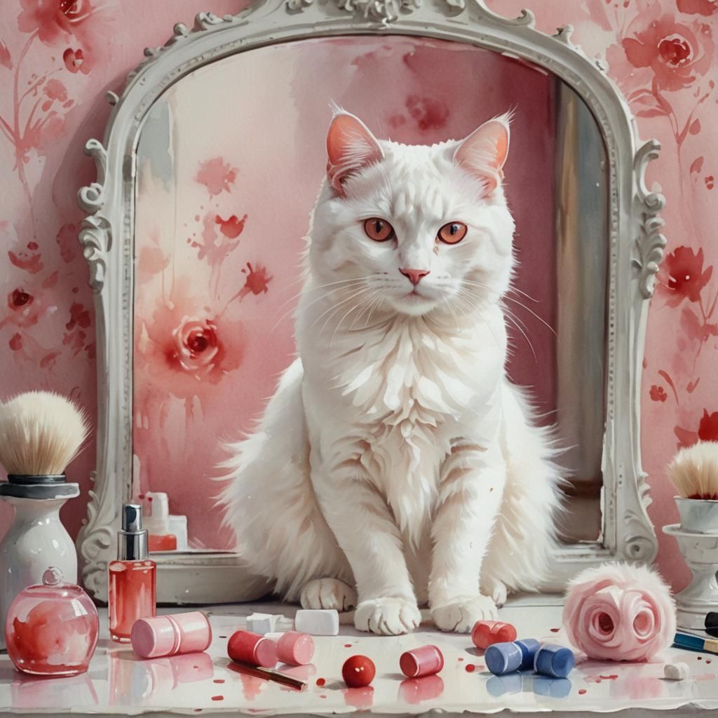 Whimsical Cat Portrait: Painting Nails in Watercolor