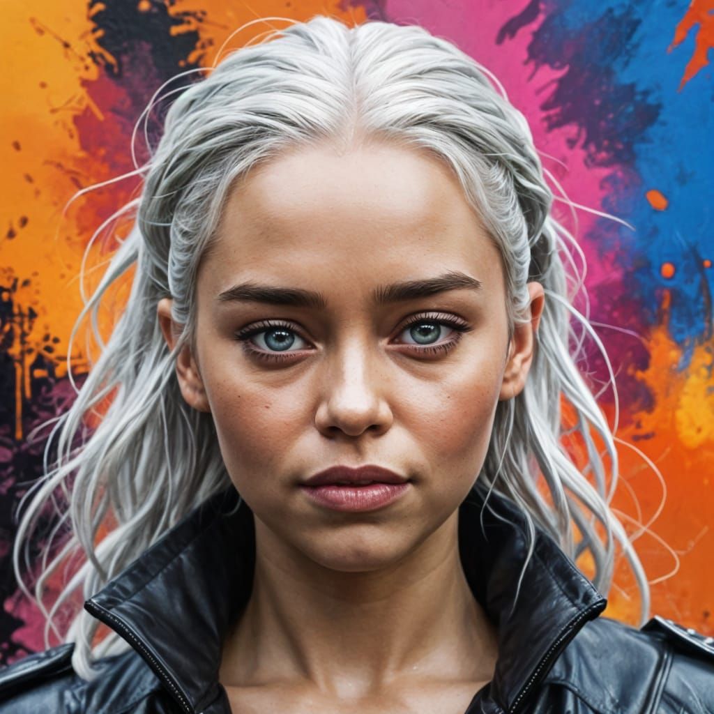 Emilia Clarke as Ororo Munroe in Vibrant Graffiti Art