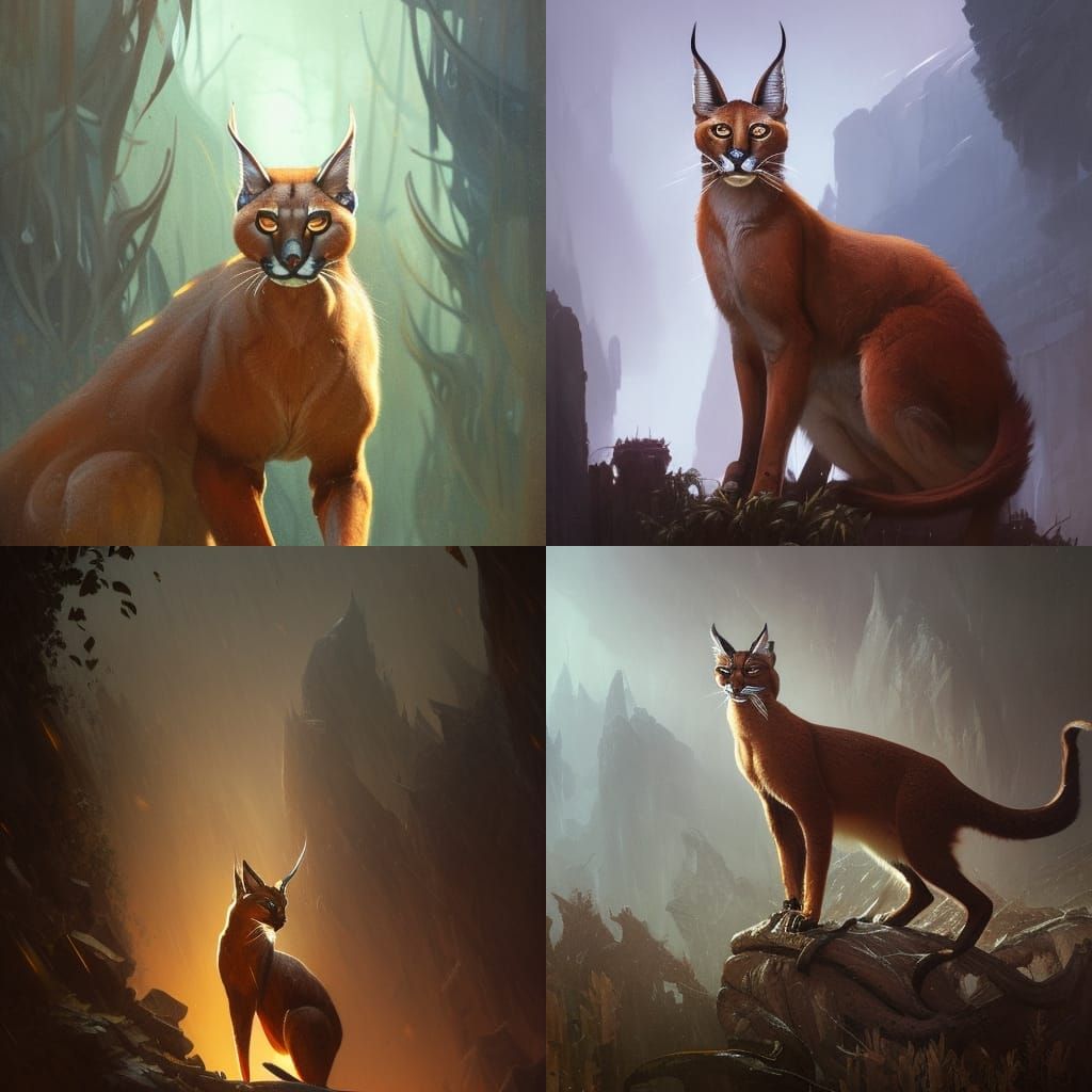 Hyperdetailed Caracal in Dark Fantasy Concept Art