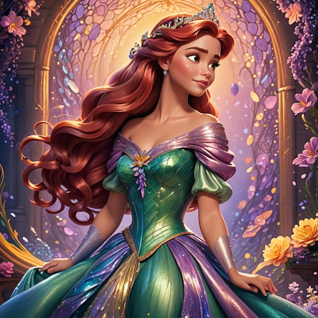 Ariel Portrait by Rapunzel, Pixar-Inspired Digital Art