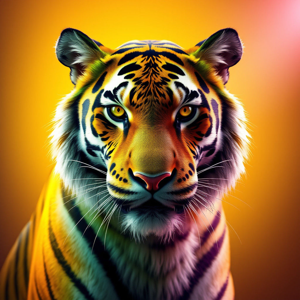 Green Tiger Portrait with Art Nouveau Elegance