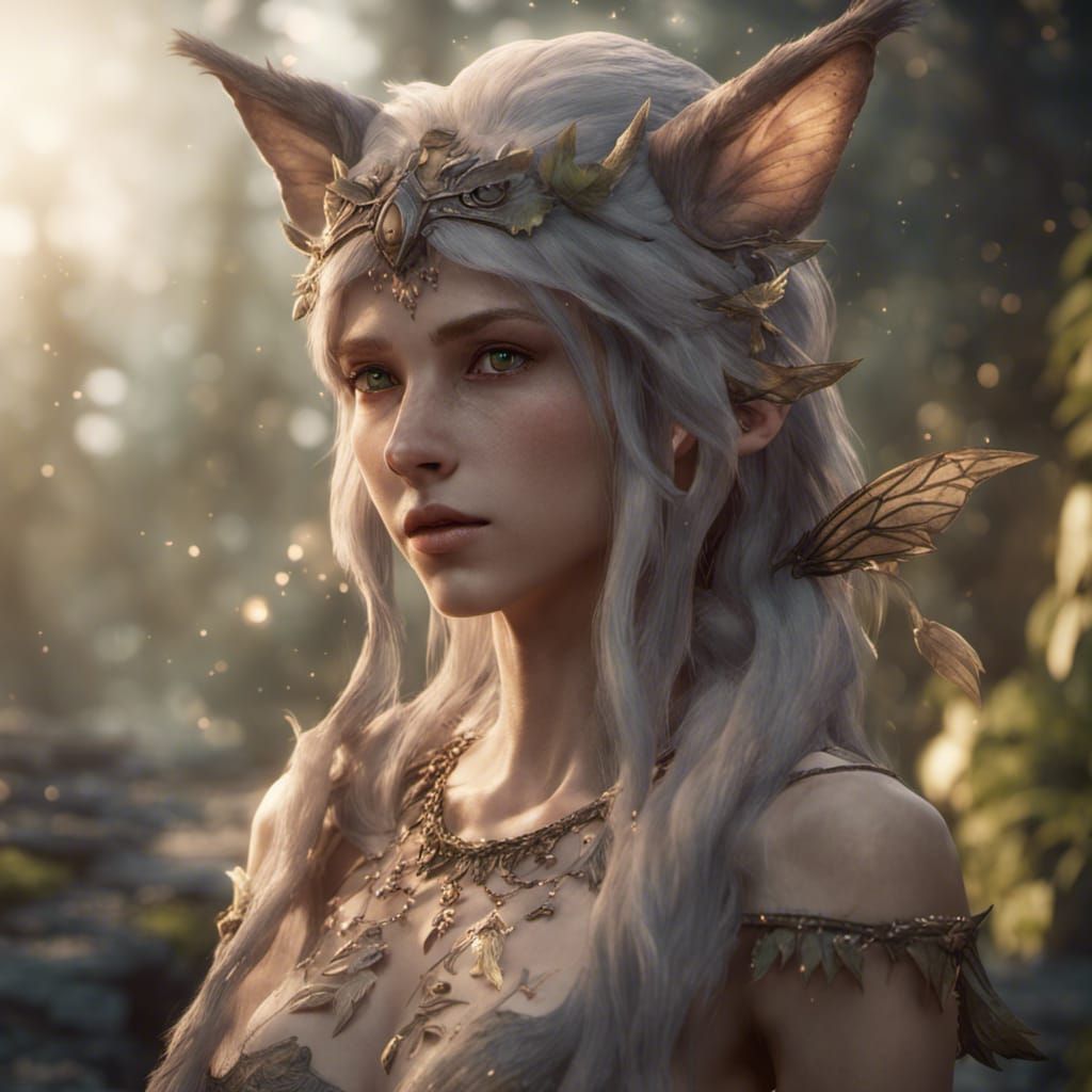 Wolf Fairy in Detailed 3D Game Style