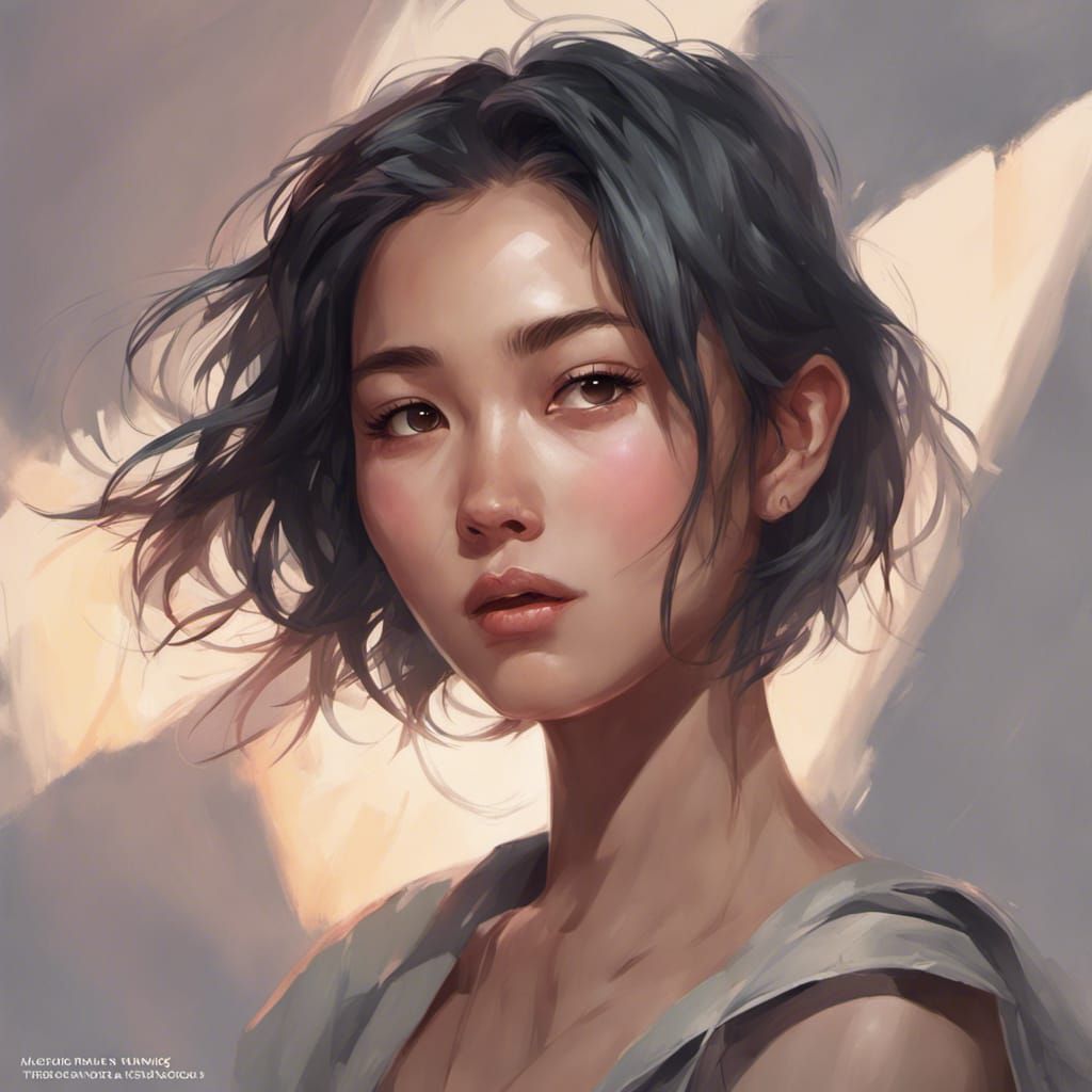 Korean Latino Girl Portrait in Hyperdetailed Style