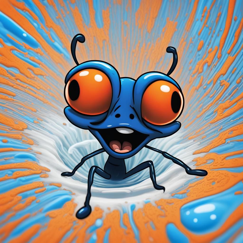 Cartoon Ant's Shocking Toilet Plunge: Artstation Splash