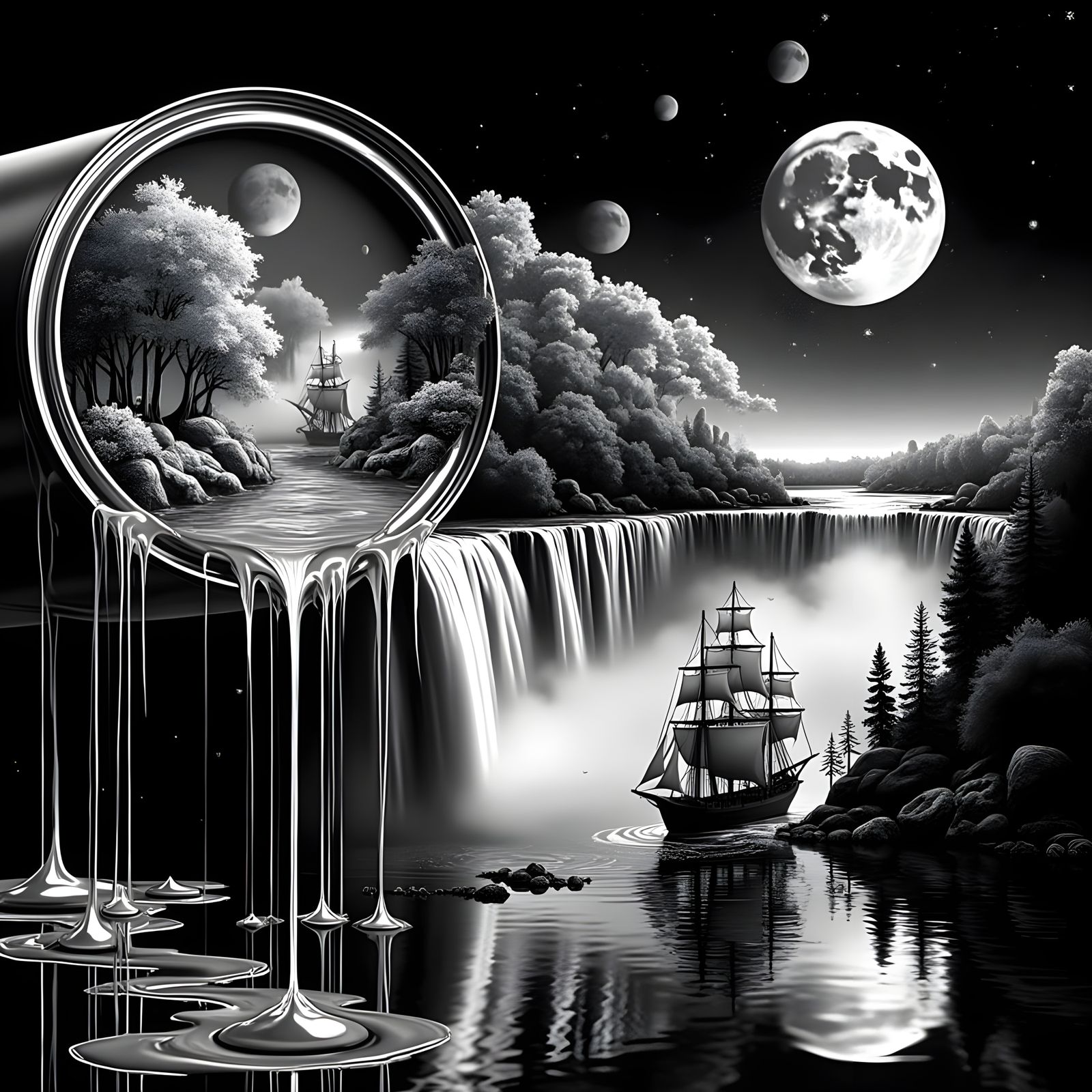 Sailing In Silverworld / Planet 05: Art Of AI Art Painting.