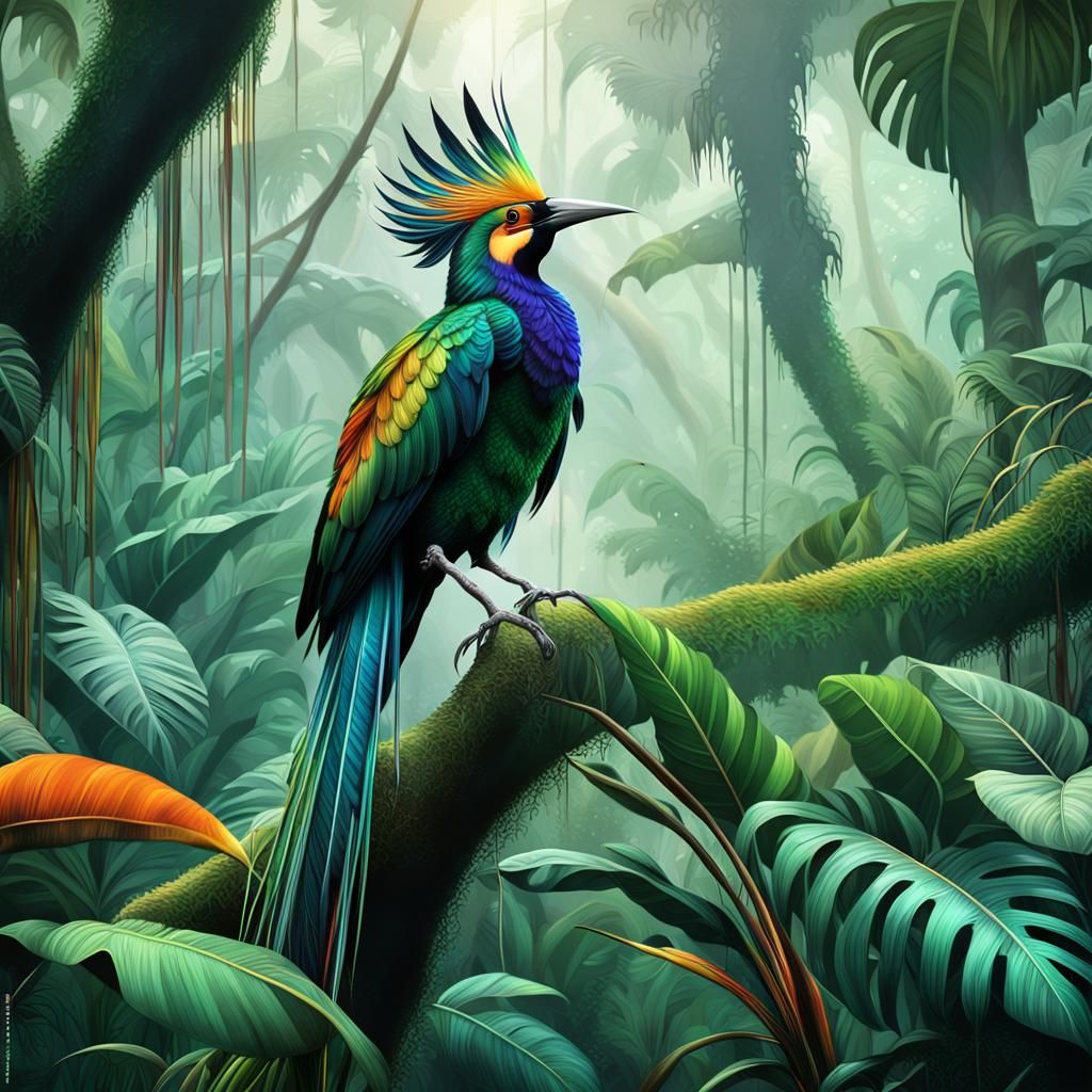 Bird of Paradise in Jungle: Hyper-Realistic Digital Art