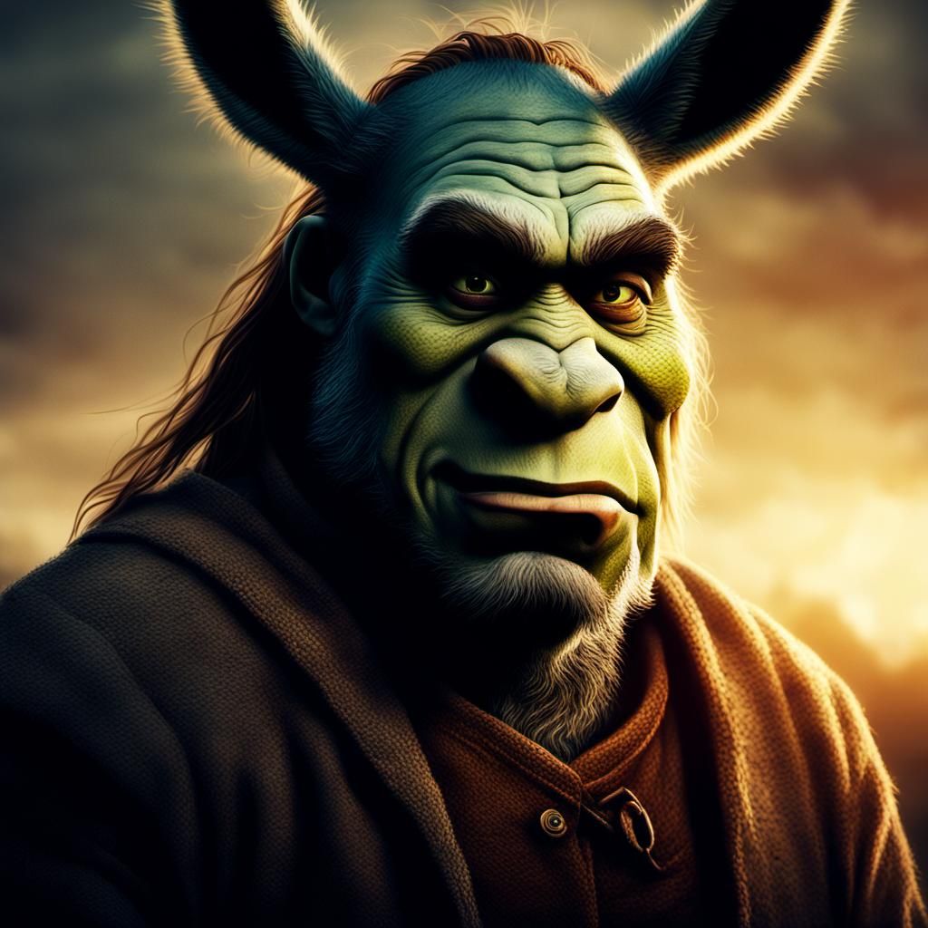 Shrek and Donkey Fusion Portrait in Sepia Tones