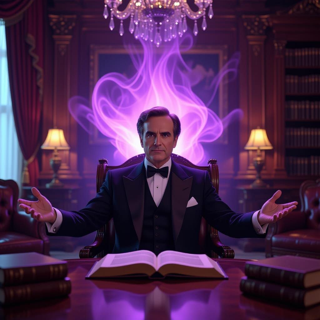 Carl Sagan's Mystical Glow in Victorian Setting