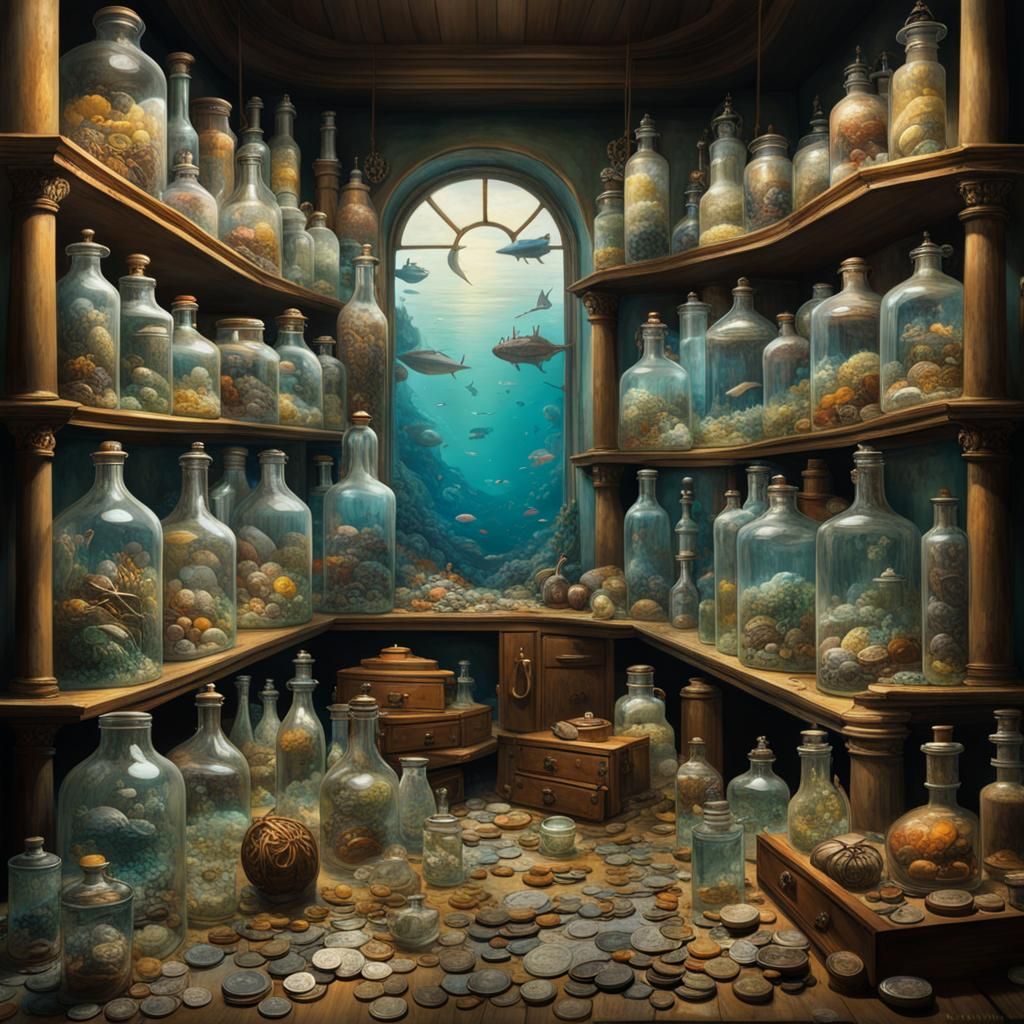 Detailed Seascape Composed of Ocean Objects