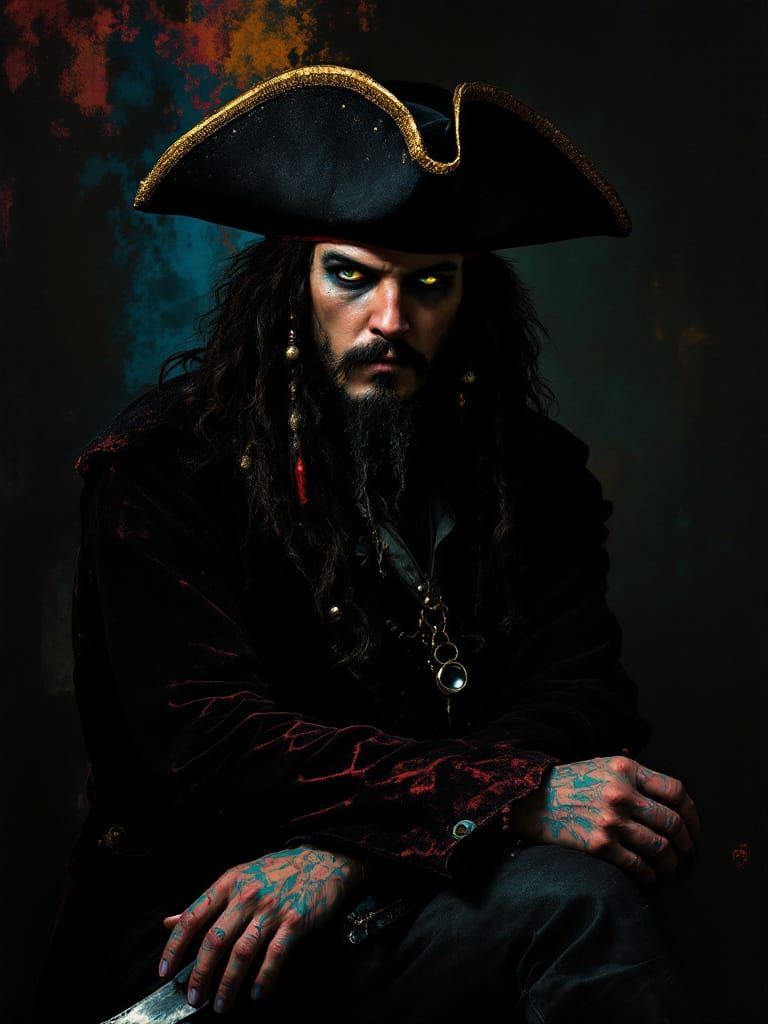 Blackbeard Portrait: Vermeer, Warhol, Gothic Fusion