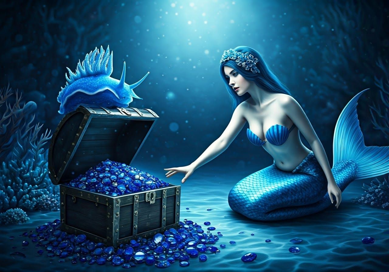 Sapphire Treasure: A Blue Mermaid's Discovery
