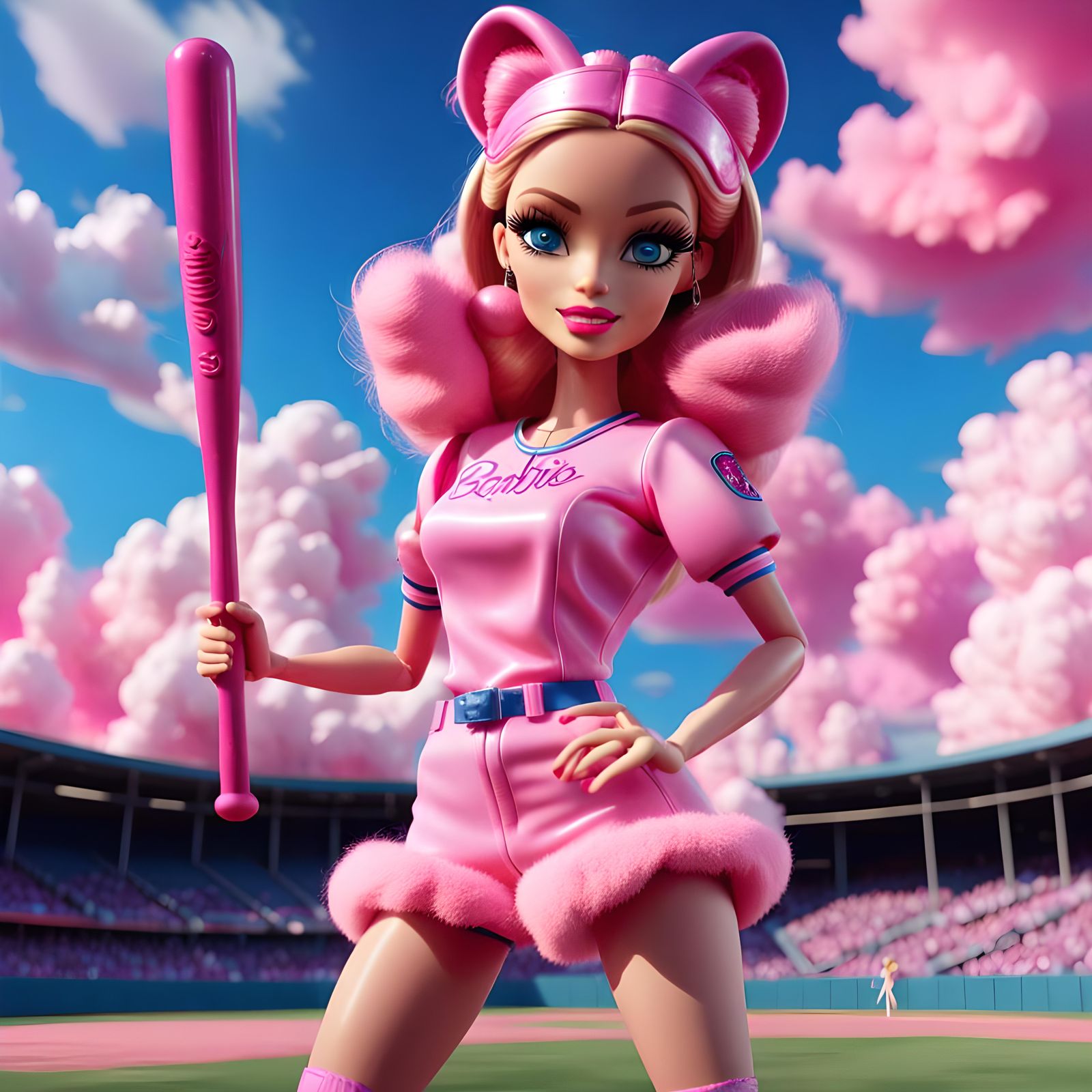 Pink Panther as Barbie Pitches in Cartoon Style