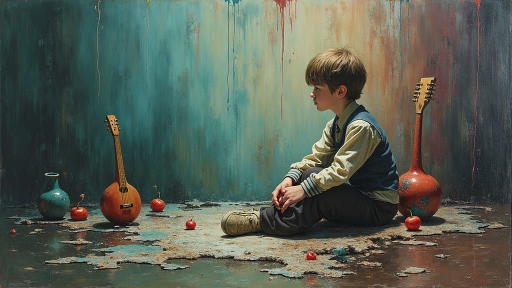 Surreal Melting Canvas Oil Painting of Lost Innocence