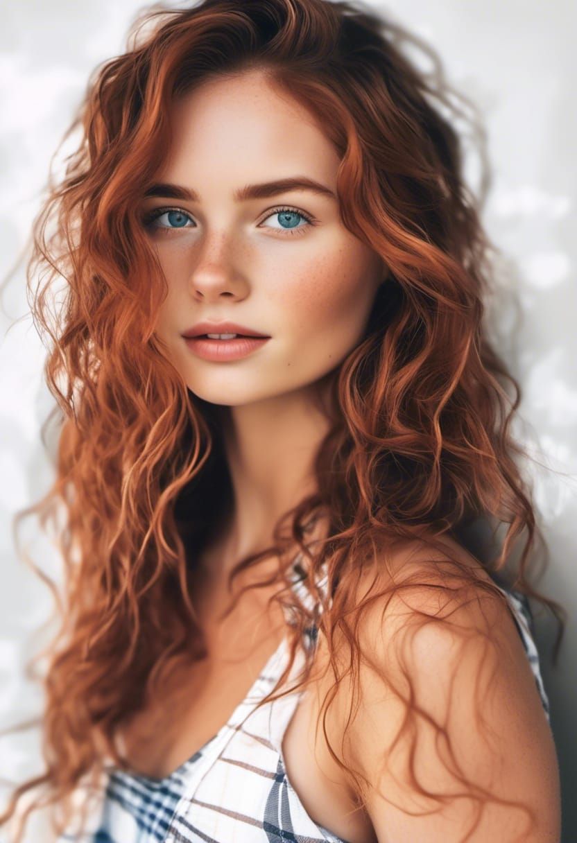 Beautiful Redhead Scottish Girl in Hyperrealism Style