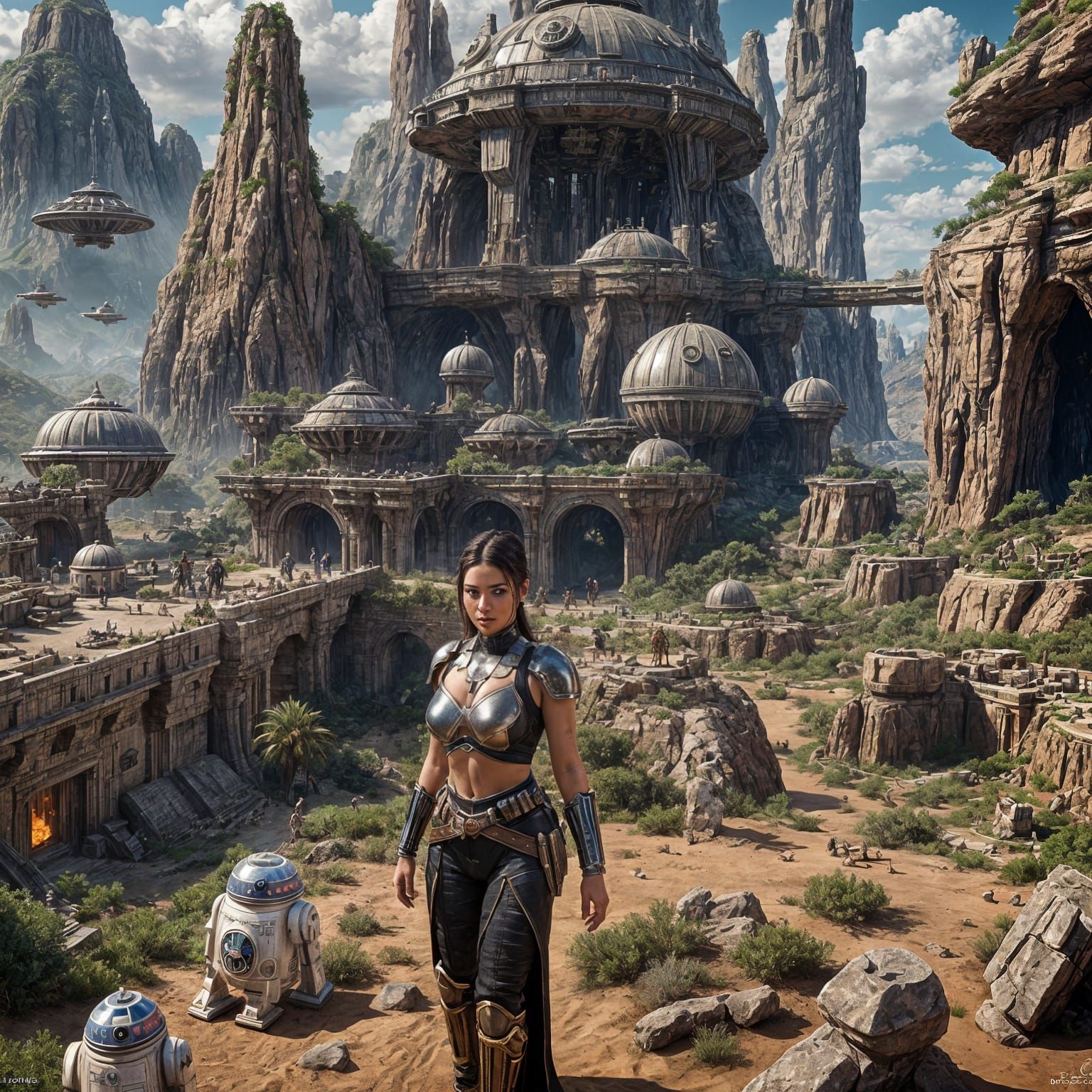 Latina Star Wars Fantasy Art in Detailed Matte Painting
