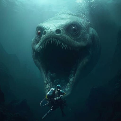 Gargantuan Moray Eel Monster in Cinematic Hyperrealism