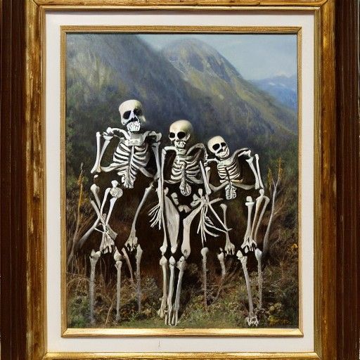 Leeches and Skeleton in Oil Painting Style
