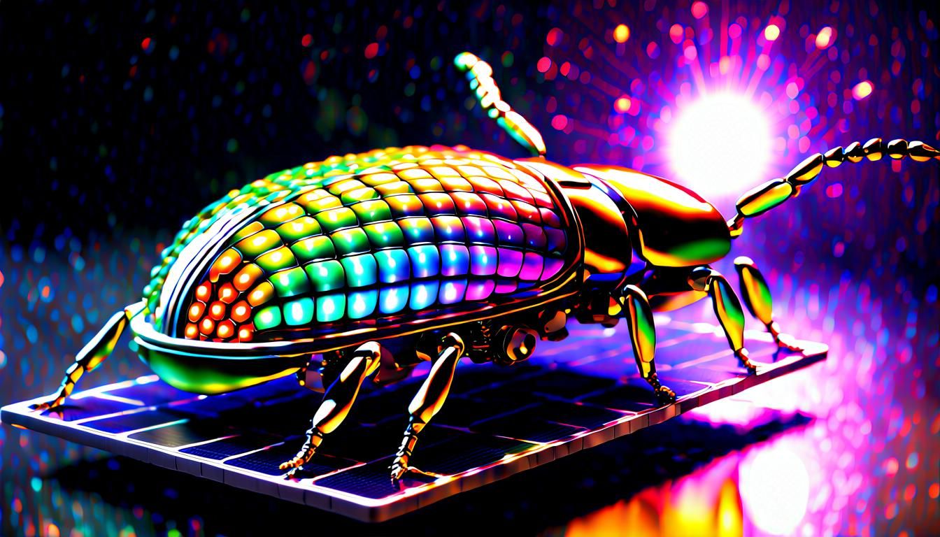 Rainbow Beetle Solar Panel with Sentient Robots