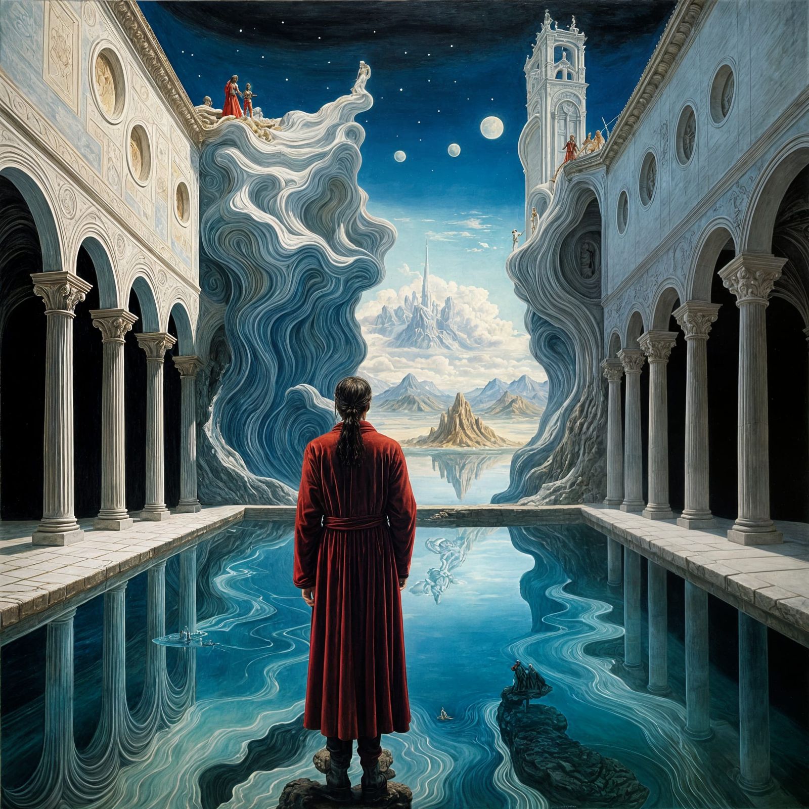 Dante and Beatrice in Paradise: A Surrealist Portrait