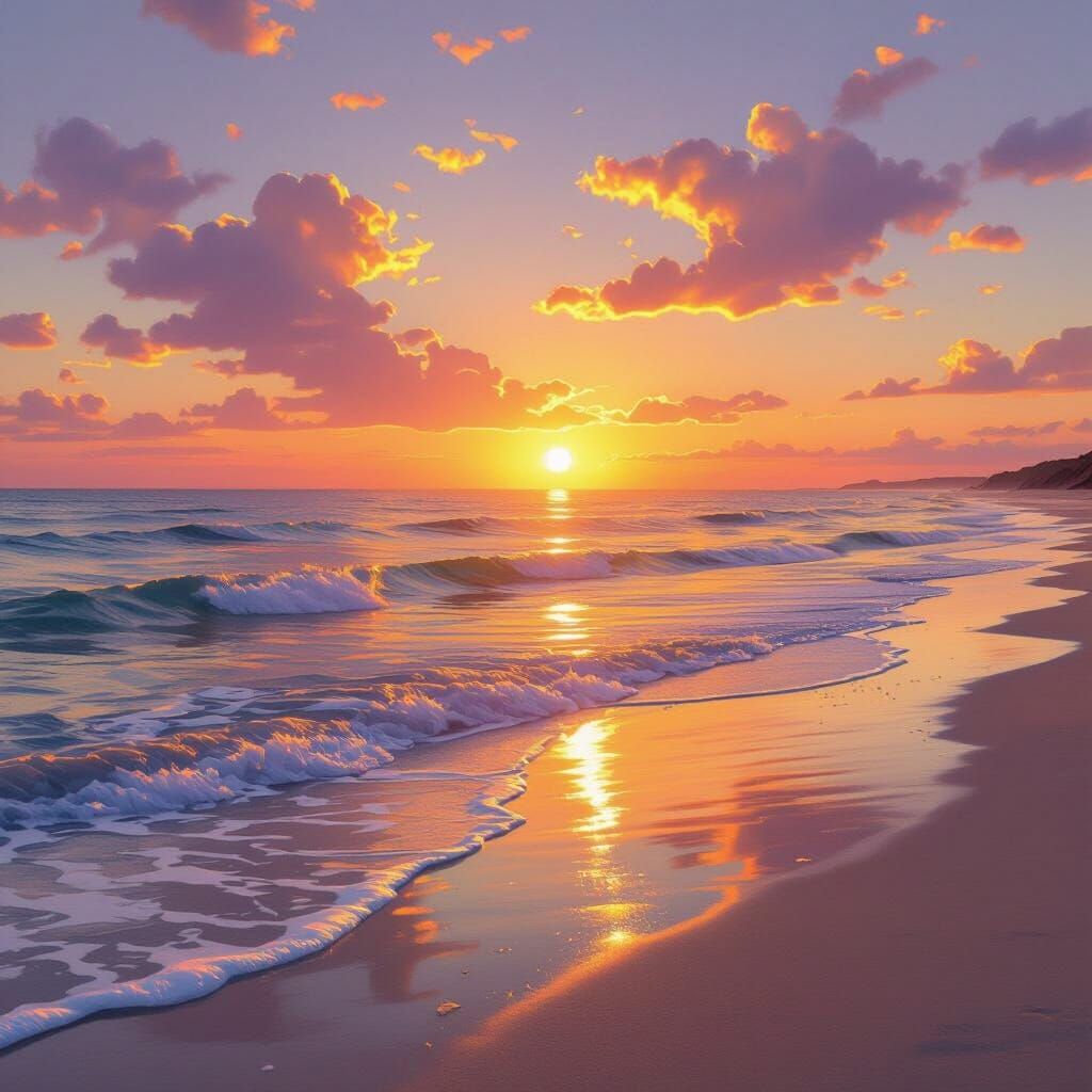 Sunset Beach in Soft Romantic Style