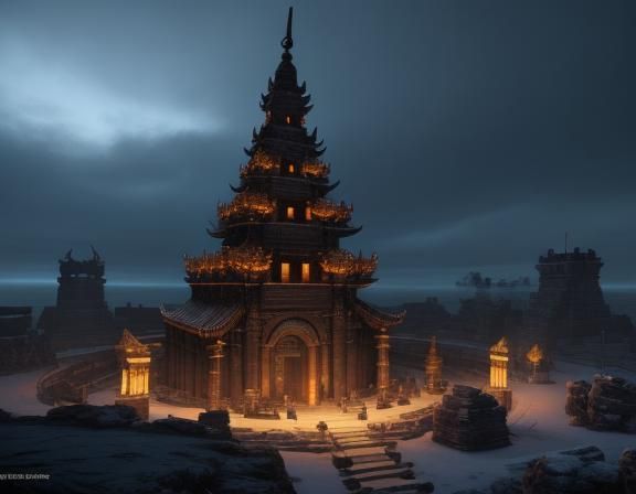 D&D Battle Map: Temple of Eternal Flame in Winter