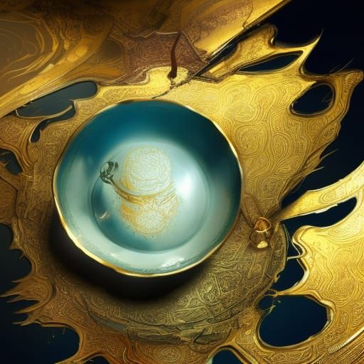 Kintsugi Teacup: Dark Fantasy Concept Art