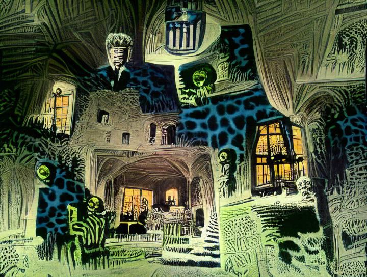 Creepy Manor Interior at Night, Comic Book Style
