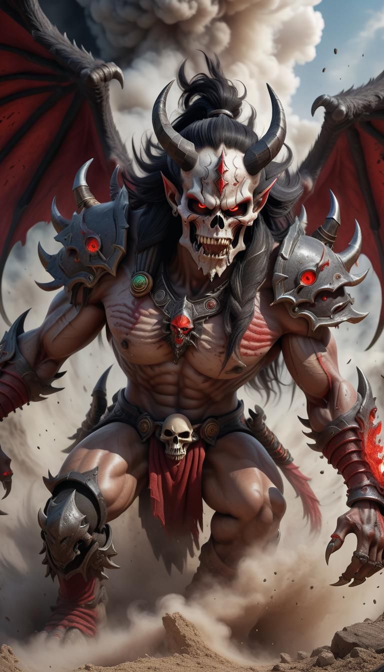 Hyperrealistic Demon Warrior in Warcraft Style