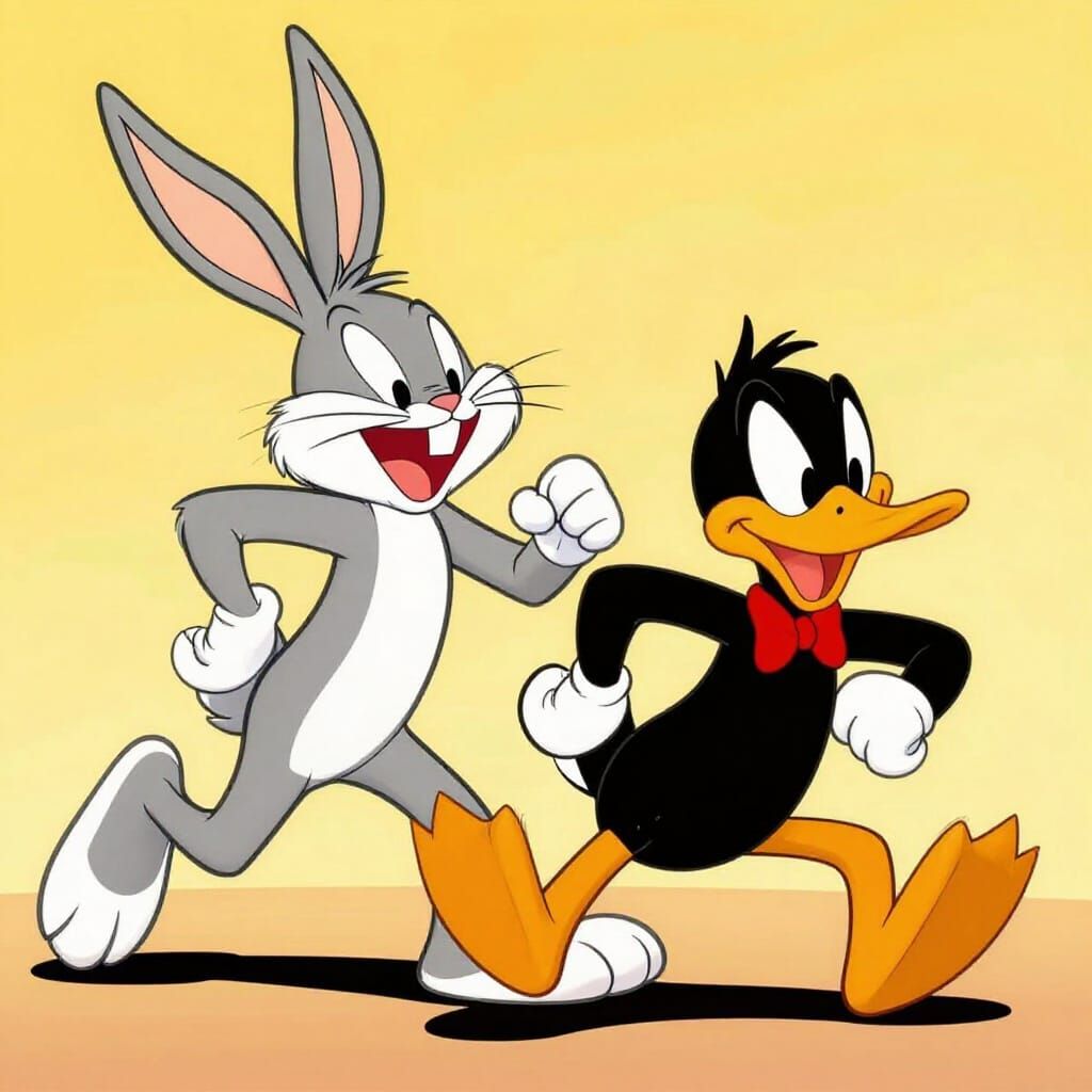 Bugs Bunny and Daffy Duck in Classic Cartoon Chase