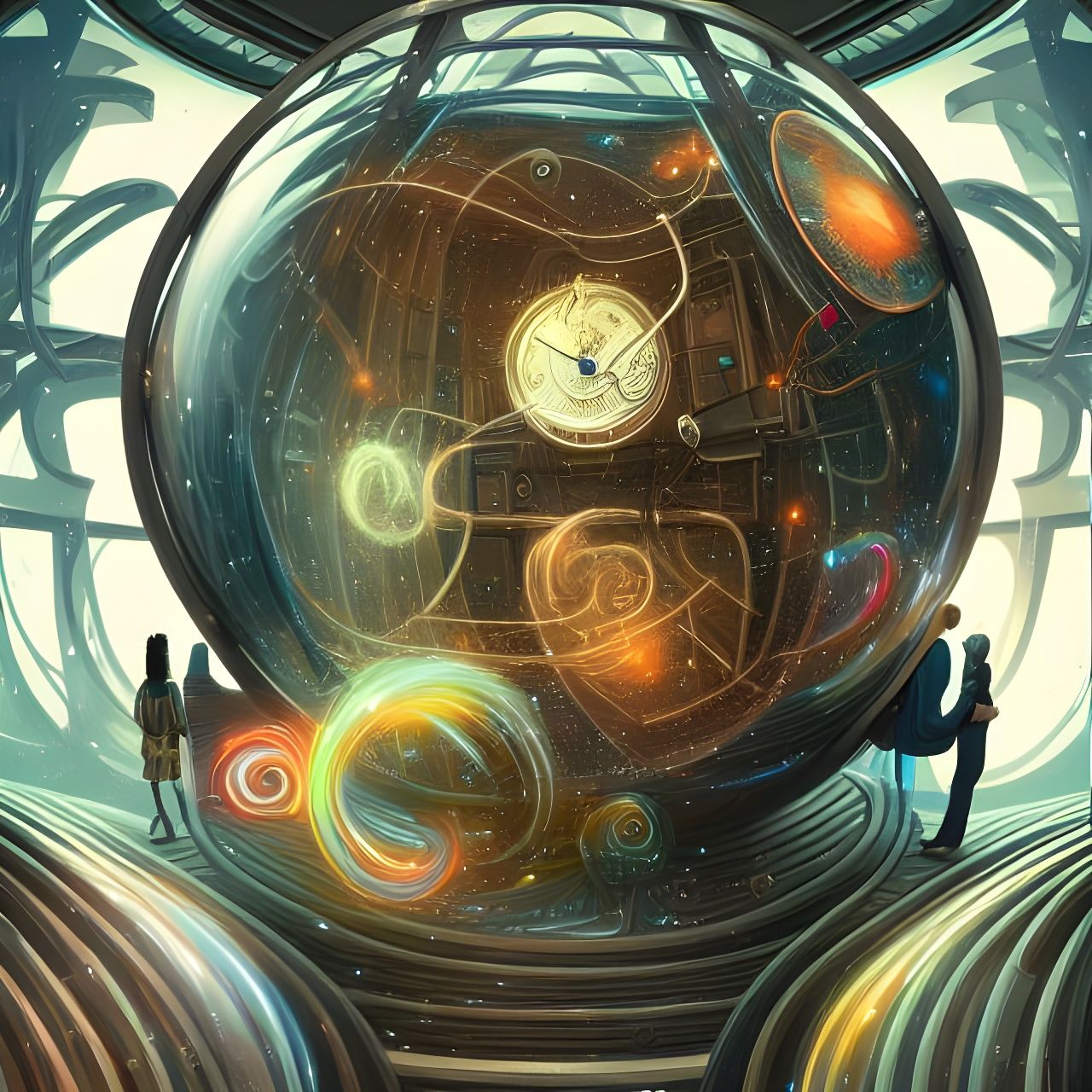 Futuristic Time Travel Machine in Digital Art Style