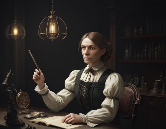 Victorian Anatomist in Laboratory: Sepia Concept Art