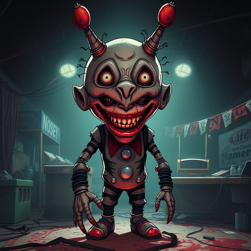 Creepy Animatronic in Abandoned Carnival