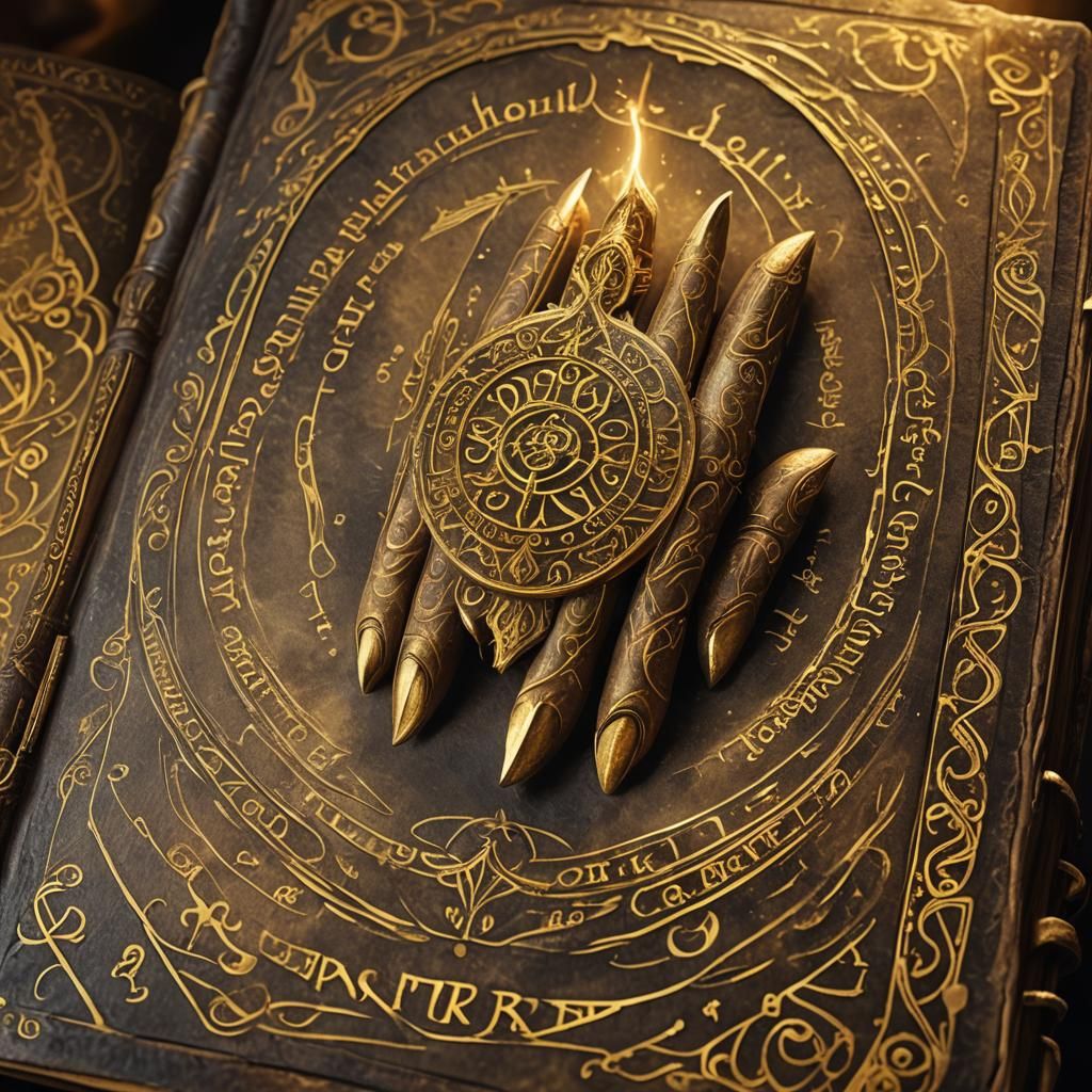 Mystical Tome Reveals Glowing Script, Digital Art
