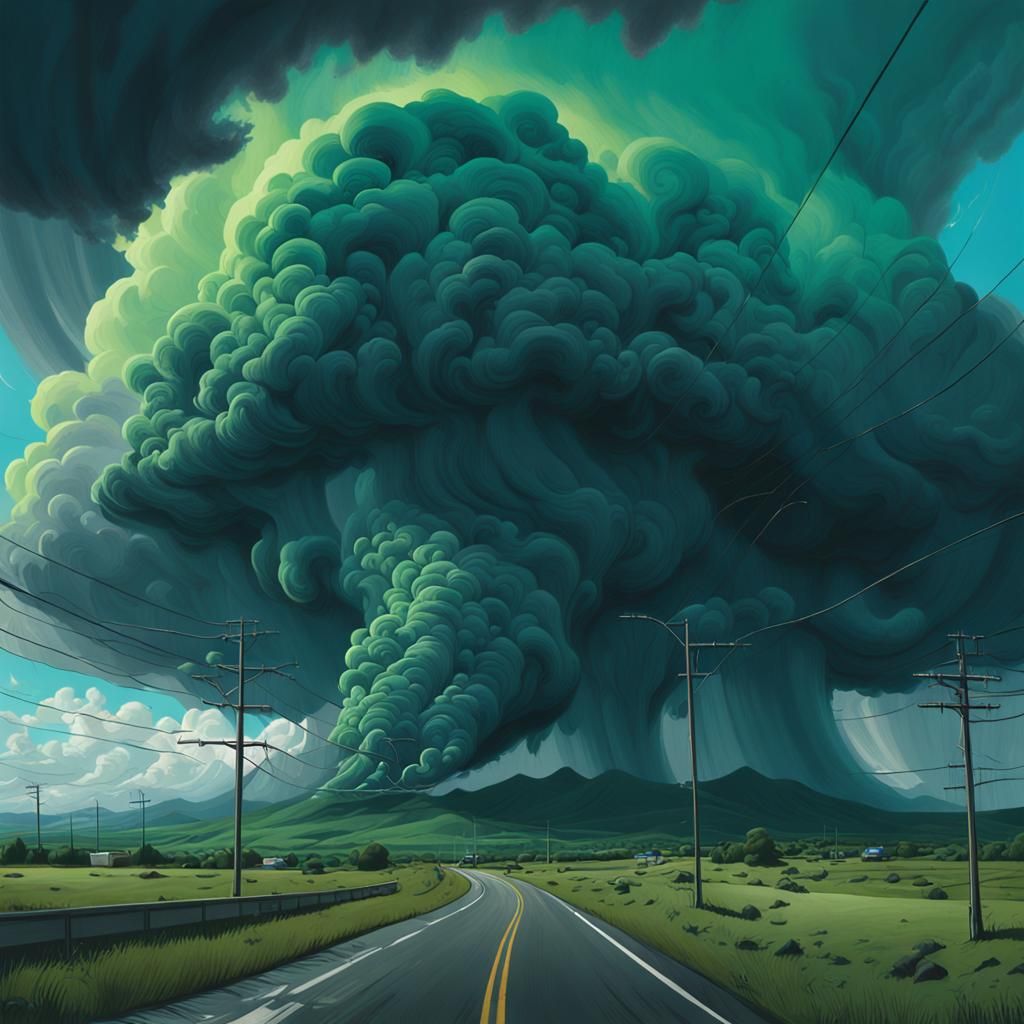 Dramatic Wall Cloud Matte Painting in Ominous Landscape