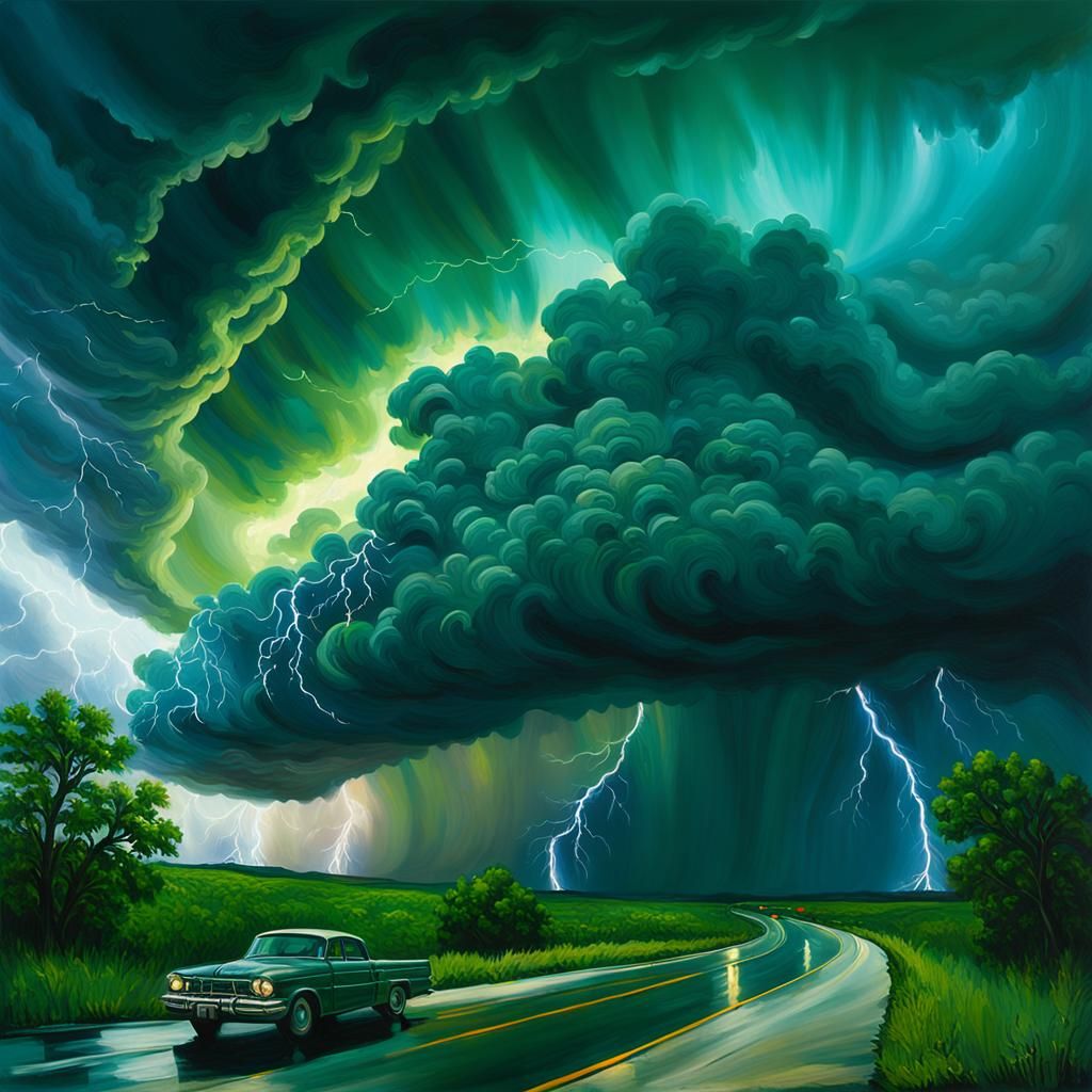 Dramatic Fantasy Stormscape With Swirling Clouds