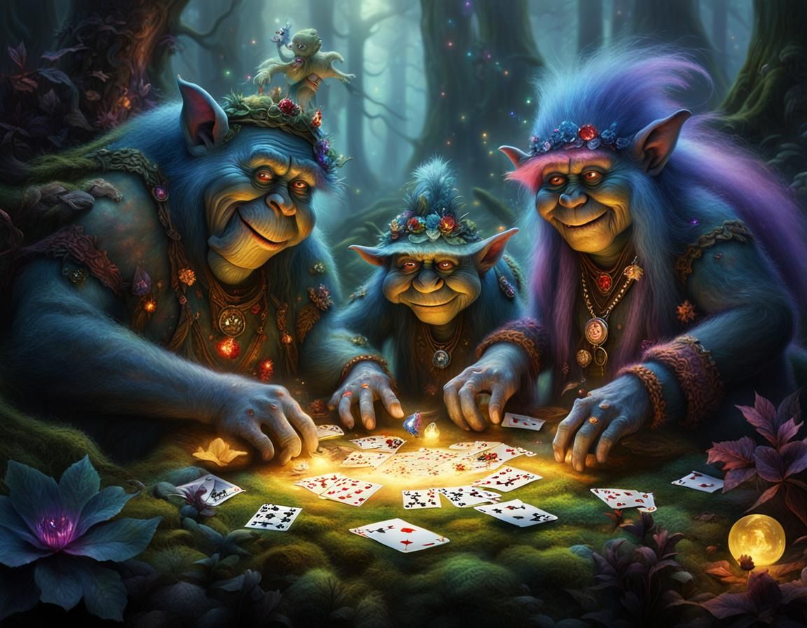 Trolls Play Poker in Mystical Forest: Matte Painting