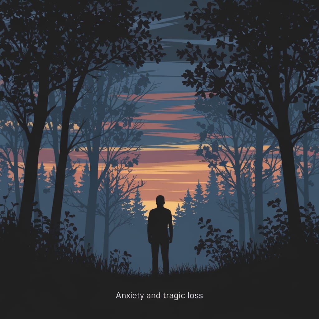 Melancholic Figure in Twilight Forest
