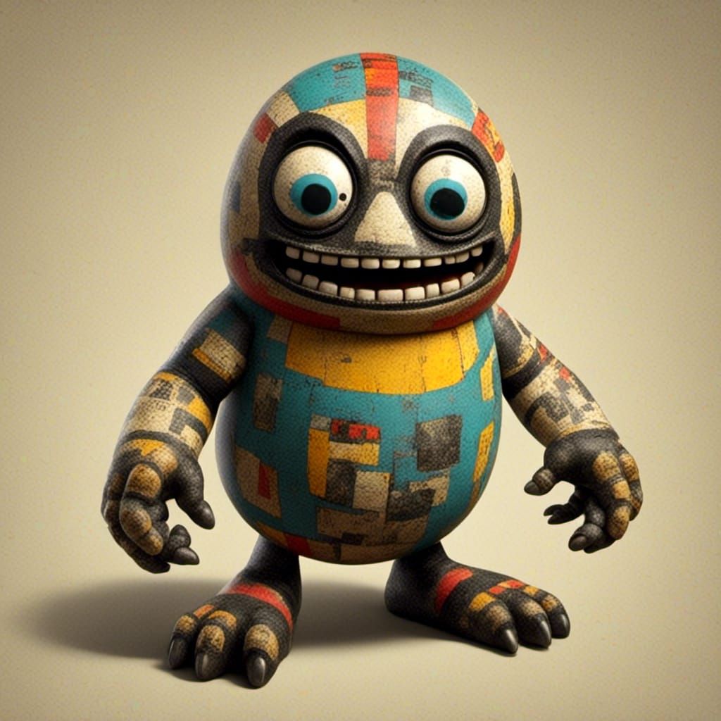 Angry Doll in Dubuffet Art Style