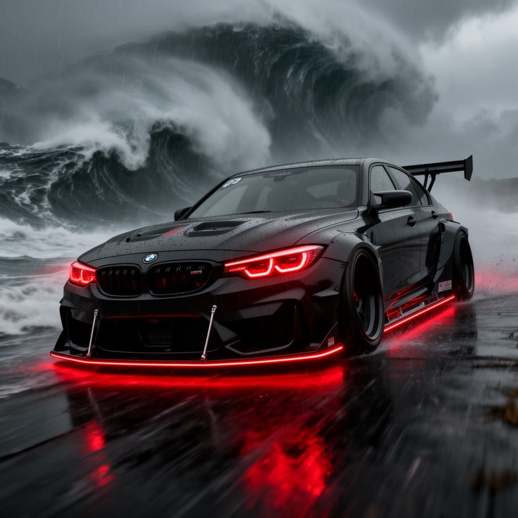 Aggressive BMW M3 in Hurricane Storm