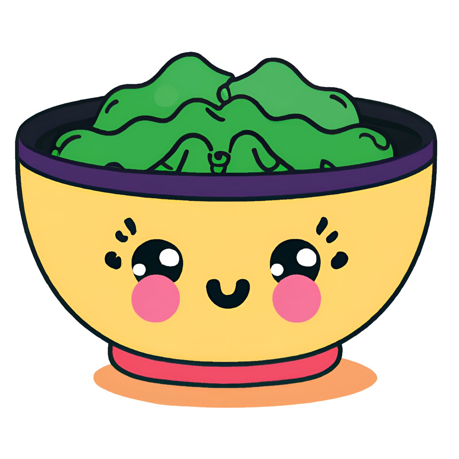 Yummy Kawaii Pastel Orange Bowl Of Japanese Seaweed Salad (Wakame)