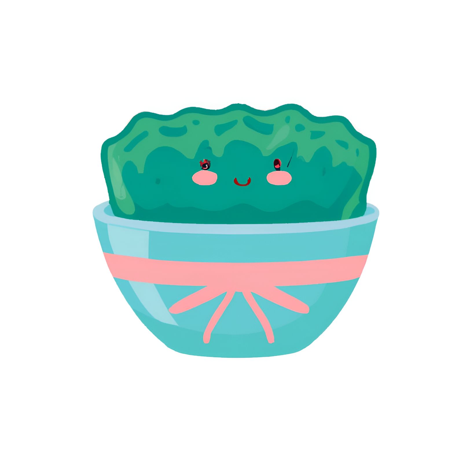 Yummy Kawaii Pastel Blue Bowl Of Japanese Seaweed Salad (Wakame)