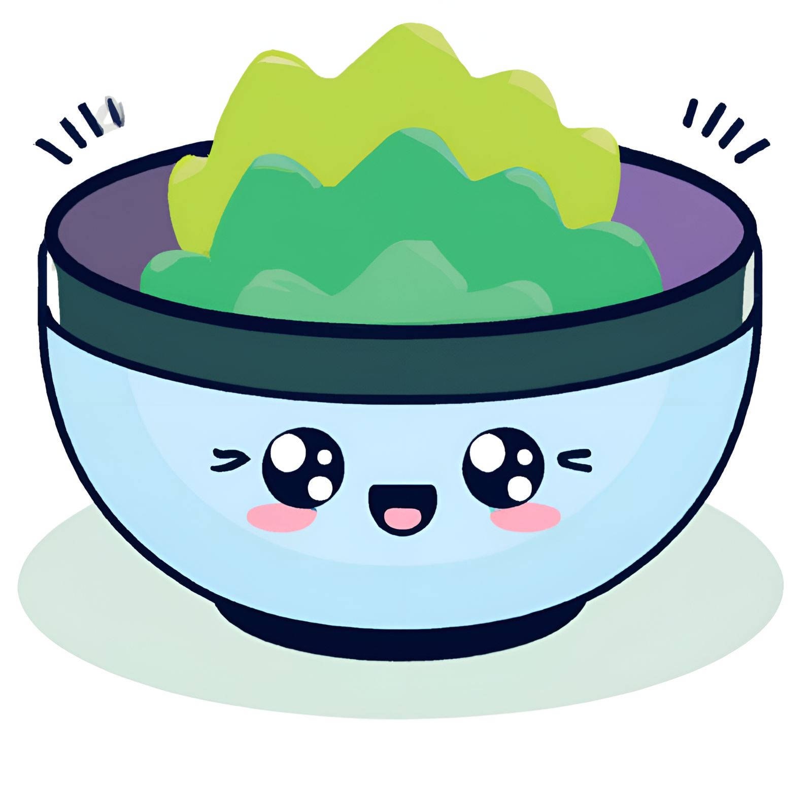 Yummy Kawaii Pastel Blue Bowl Of Japanese Seaweed Salad (Wakame)