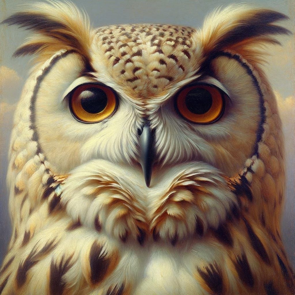 Realistic Oil Painting of a Wise Owl
