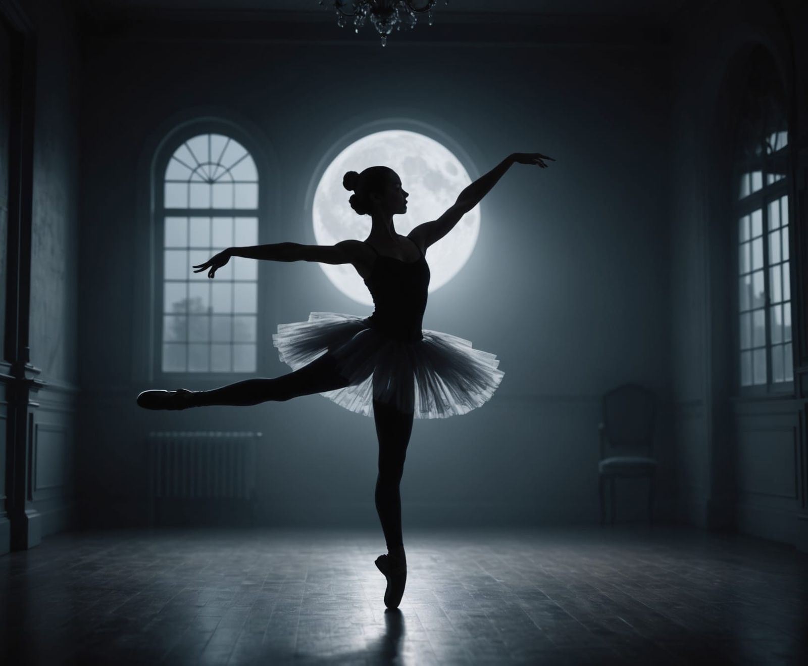 Ballerina in Soft Moonlight Silhouette
