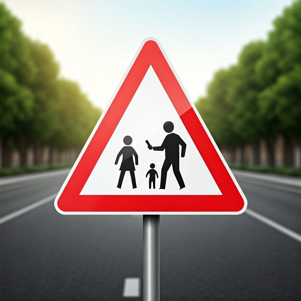 Distracted Walker Traffic Sign in Minimalist Style