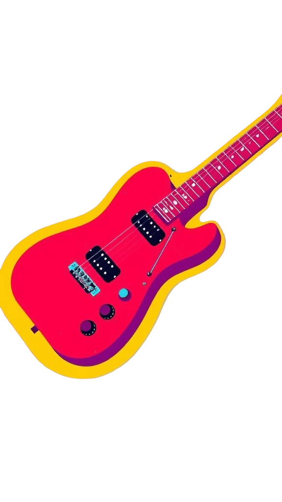 Campy Guitar Portrait in Pop Art Style